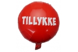 Folieballon 35 cm. Rød/Tillykke